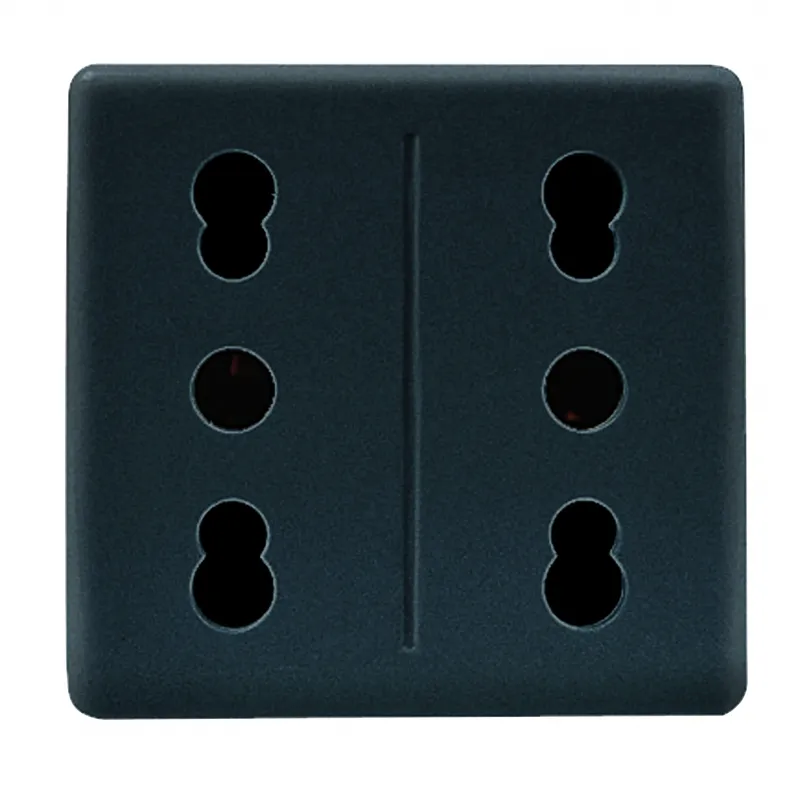Priza, Dubla, Standard, Italiana, 250V, C.A., 2X2P+E, 16A, Amperaj, Dublu, P11-P17, 2, Module, Sistem, Negru, Gewiss, System, GW21291