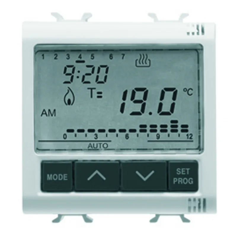 Termostat, Temporizat, Programare, Zilnica/Saptamanala, 230V, C.A., 50/60Hz, 2, Module, Sistem, Alb, Gewiss, System, GW20827