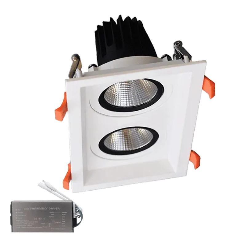 Spot LED, Dublu, Mobil, 2X15W, 230V, 4000K, Alb, + Kit Emergenta