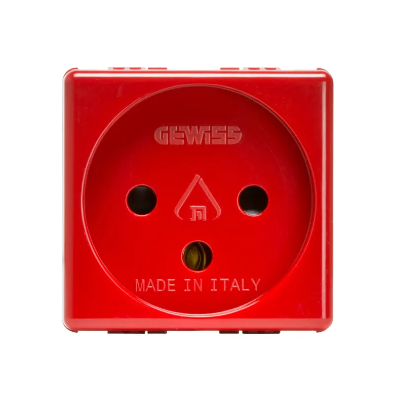 Priza, Standard, Israeliana, 250V, C.A., Pentru, Linii, Dedicate, 2P+E, 16A, 2, Module, Rosu, Sistem, Gewiss, System, GW20298