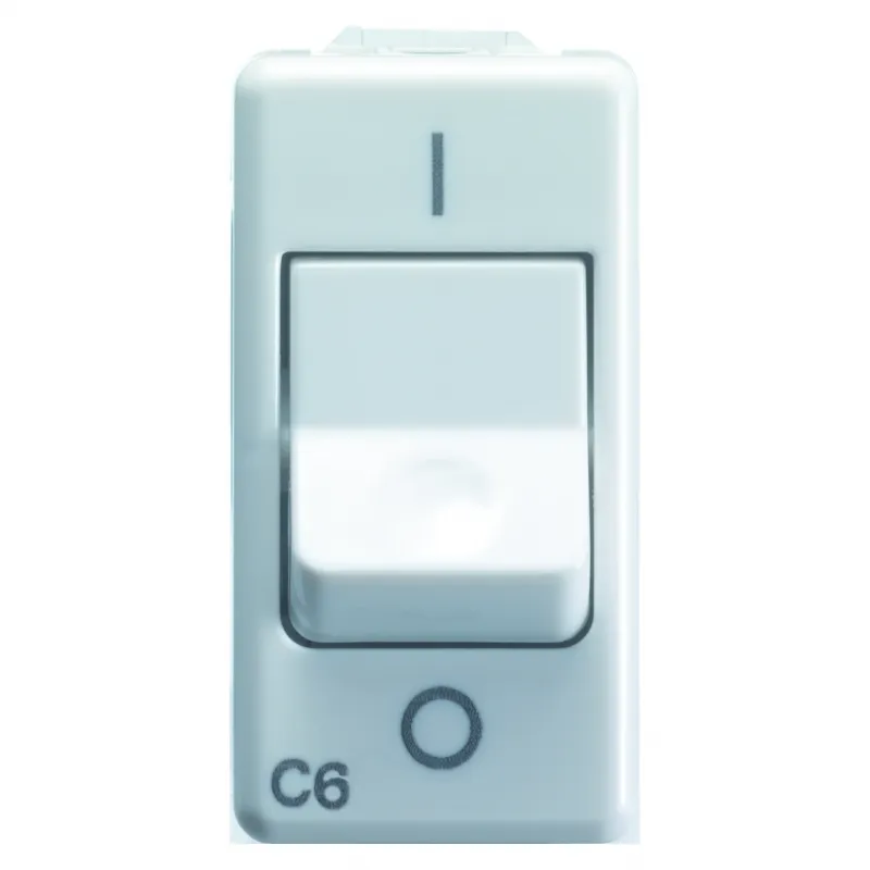 Intrerupator, Miniatural, 230V, C.A., 1P+N, 6A, 3Ka, Caracteristica, C, 1, Modul, Sistem, Alb, Gewiss, System, GW20434