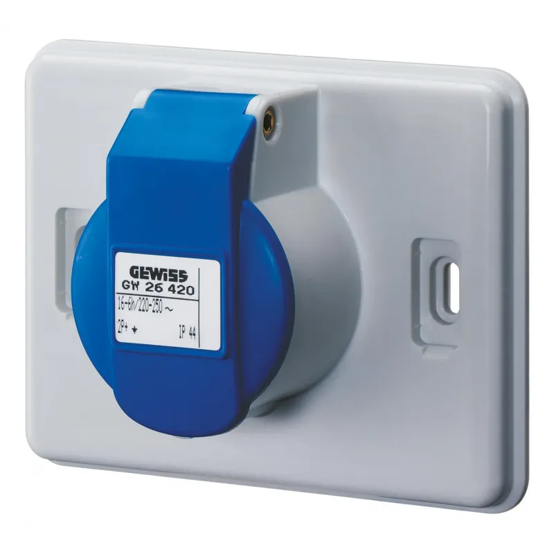 Prize, Industriale, In, Cpmpliance, Cu, Iec, 309, Ral, 7035, Gri, 2P+E, 16A, 230V, IP44, Gewiss, System, GW26420