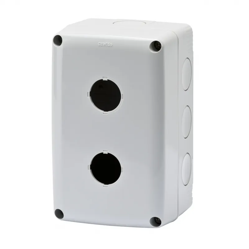 Carcasa, Goala, Pentru, Butoane, De, Comanda., Comenzi, Si, Indicatoare, 2, Circuite, Diametru, 22, Mm, Capac, Gri, Ral, 7035, IP66, Gewiss, System, GW27102