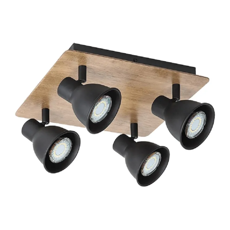 Spot, Elmark, Riko, 4X GU10, Negru/Lemn