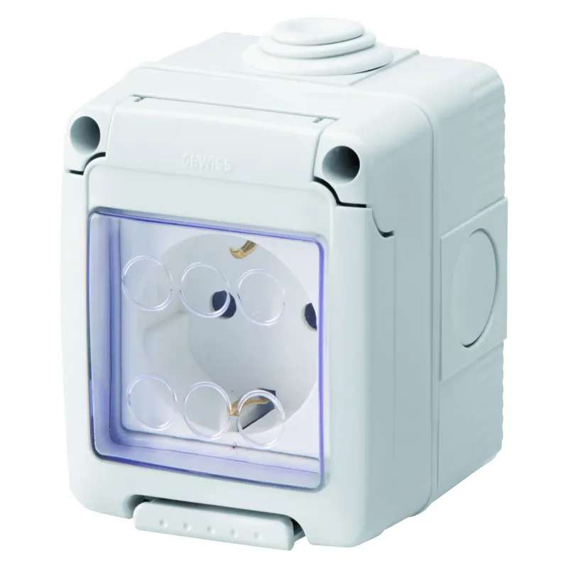 Carcasa, Etansa, Cu, Dispozitive, De, Sistem, Cu, Priza, 2P+E, 16, A, Standard, German, IP55, Gri, Ral, 7035, Gewiss, System, GW27844