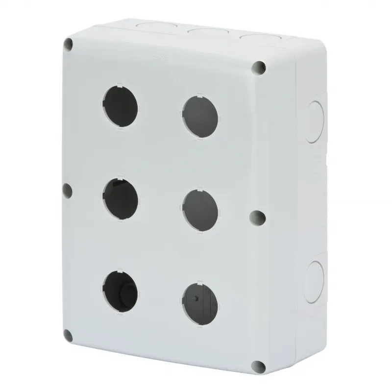 Carcasa, Goala, Pentru, Butoane, De, Comanda., Comenzi, Si, Indicatoare, 6, Circuite, Diametru, 22, Mm, Capac, Gri, Ral, 7035, IP66, Gewiss, System, GW27104