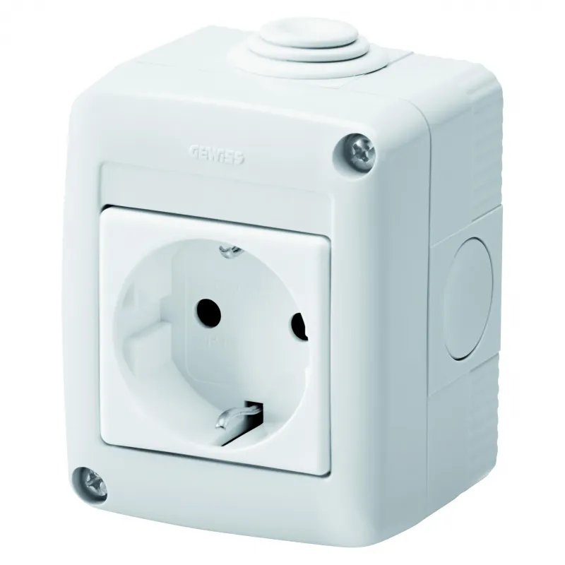 Carcasa, Protejata, Complet, Cu, Dispozitive, De, Sistem, Cu, Priza, 2P+E, 16, A, Standard, German, IP40, Gri, Ral, 7035, Gewiss, System, GW27814