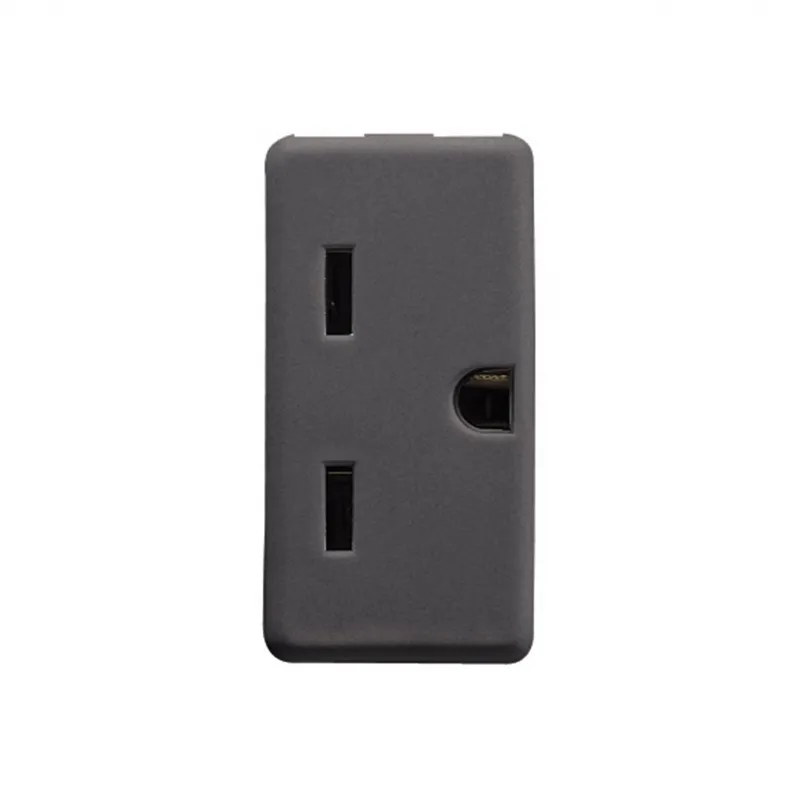 Priza, Standard, Sua, 250/125V, C.A., 2P+E, 15A, 250V, Fisa, Verticala, Plata, Aliniata, 1, Modul, Negru, Sistem, Gewiss, System, GW21216