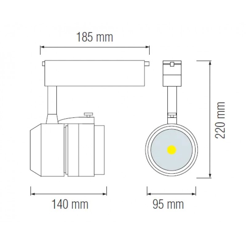 Spot Led Pe Sina, Horoz, Roma, 23W, Negru, 4200K, 100-240V, 018-002-0023