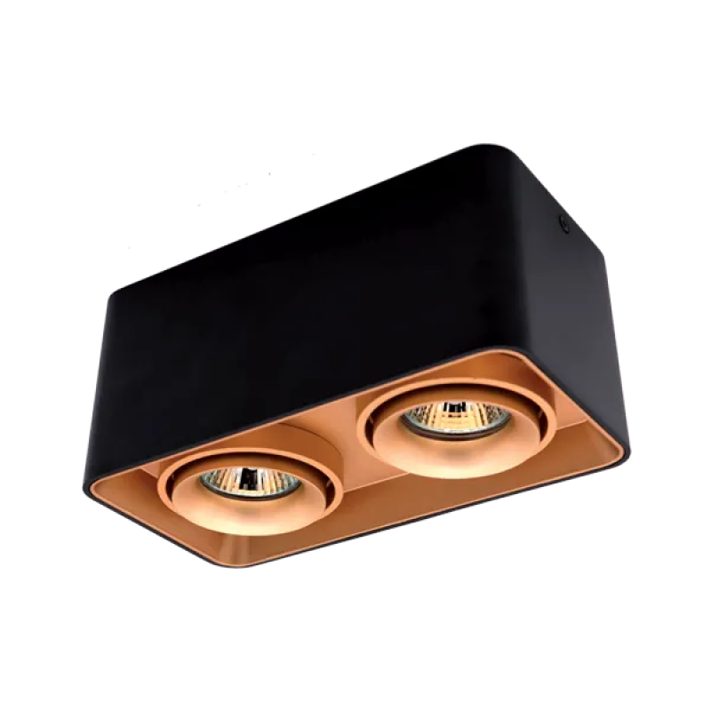 Spot, Elmark, Patrat, Dublu, Aparent, Auriu/Negru, Dl-044, 92Dl044S2/Gdbl