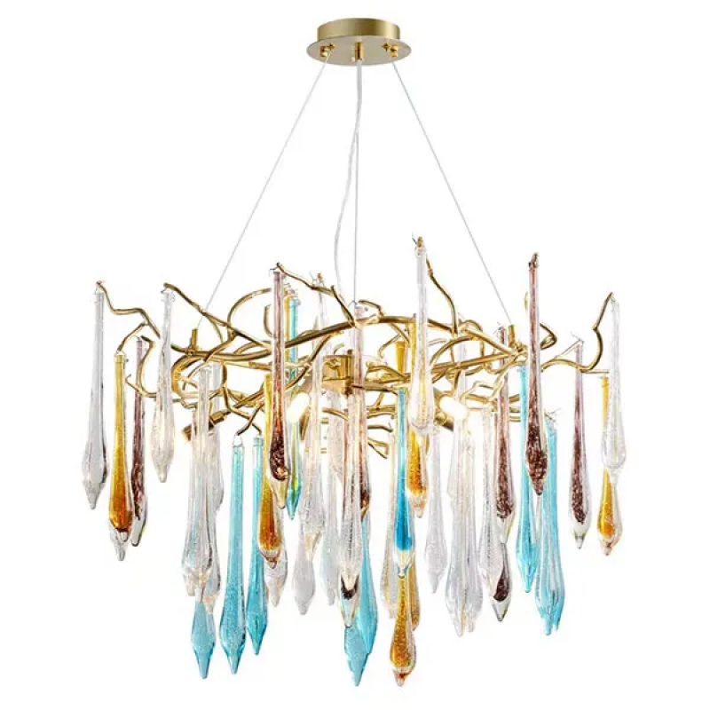 Candelabru Karol 8 X G9 Auriu - Multicolor - Cristal 955KAROL8MC