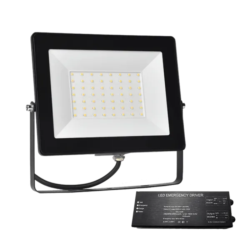 Proiector, LED, Helios, 50W, 5000K-5500K, Negru, + Kit Emergenta, IP65
