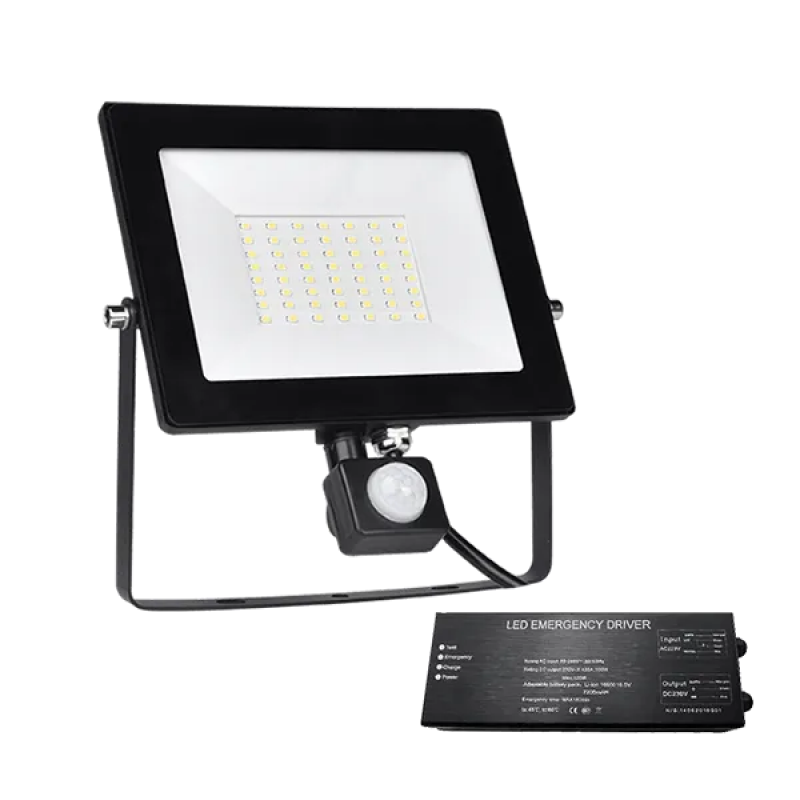 Proiector, LED, Helios, 50W, Negru, 5500K, Cu Senzor, + Kit Emergenta, IP65