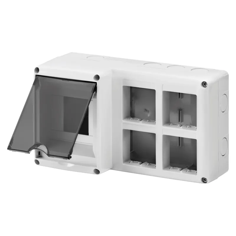Carcasa, Protejata, Pentru, Instalarea, Combinata, A, Dispozitivelor, Modulare, Din, Si, A, Sistemului, 4, Module, Din, 8, Module, De, Sistem, Modul, 2X4, IP40, Gri, Ral, 7035, Gewiss, System, GW27072