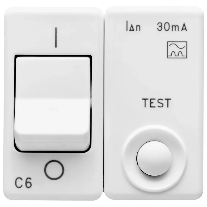 Intrerupator, Miniatural, De, Curent, Rezidual, 230V, C.A., Clasa, A, 1P+N, 6A, 3Ka, 30Ma, Caracteristica, C, 2, Module, Sistem, Alb, Gewiss, System, GW20448