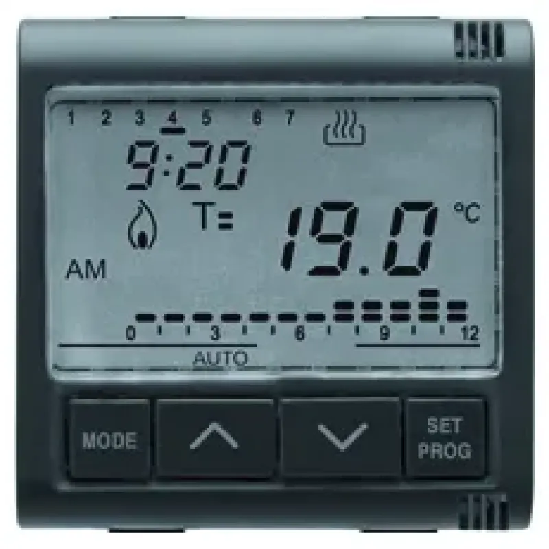 Termostat, Temporizat, Programare, Zilnica/Saptamanala, 230V, C.A., 50/60Hz, 2, Module, Sistem, Negru, Gewiss, System, GW21827