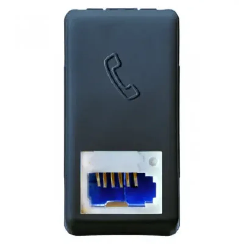 Priza, Telefonica, Standard, Britanica, 6, Contacte, Terminale, Cu, Insurubare, 1, Modul, Sistem, Negru, Gewiss, System, GW21272
