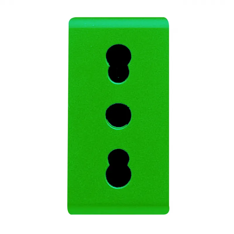Priza, Standard, Italiana, 250V, C.A., Pentru, Linii, Dedicate, 2P+E, 16A, Amperaj, Dublu, P17-11, 1, Modul, Verde, Sistem, Gewiss, System, GW20281