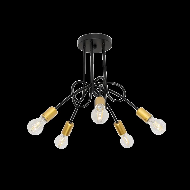 Candelabru Mya 5 X E27 Negru - Auriu 955MYA5