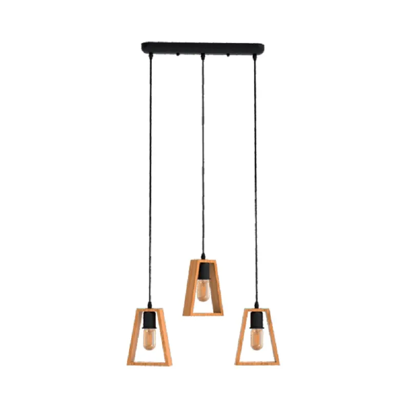 Pendul Elmark RONNY 3XE27 NEGRU/LEMN