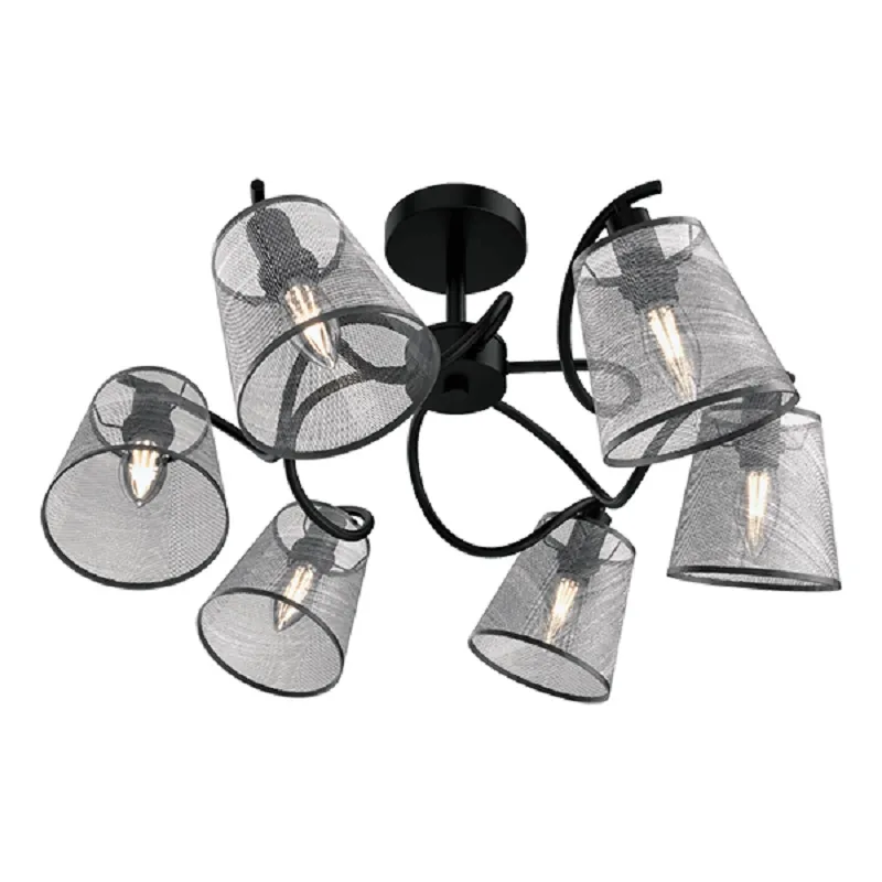 Candelabru, Elmark, Jasmine, 6XE14, Negru Gri, 955JASMINE6