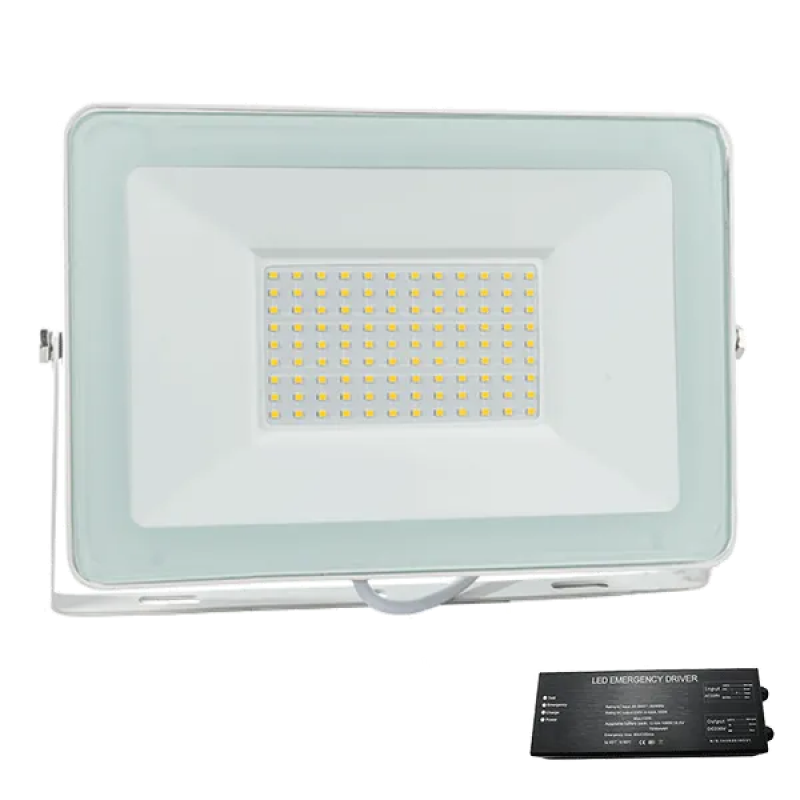 Proiector, LED, VEGA100, Slim, SMD, 100W, 3000K, Alb, + Kit Emergenta, IP65