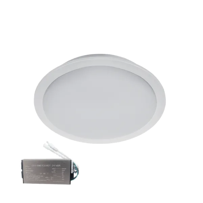 LED PANEL, Rotund, 10W 6500К D150 IP65+ KIT Emergenta, Elmark, 99LED611IP65CWE