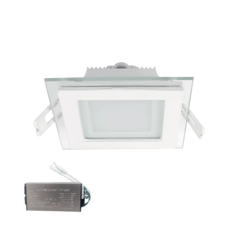 Spot LED, Sticla, D200, Alb, Patrat, 18W, 2700K, + Kit Emergenta