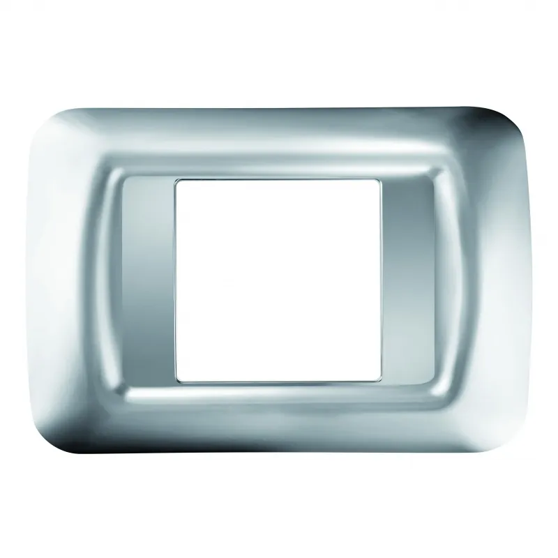 Placa, De, Sistem, Superioara, Cu, Finisaj, Lucios, Din, Tehnopolimer, 2 Module, Crom, Moale, Sistem, Gewiss, System, GW22652