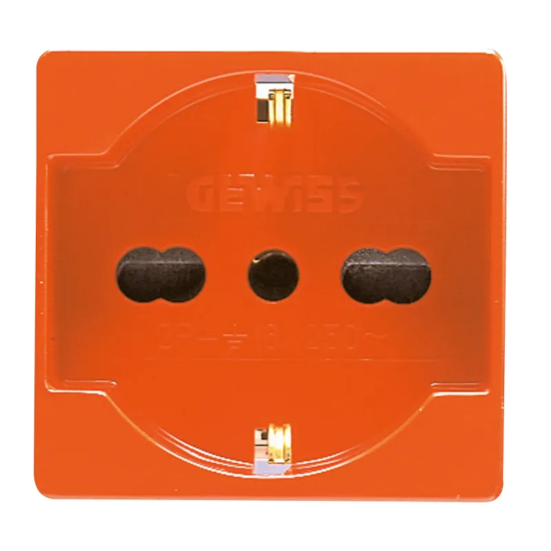 Priza, Standard, Italiana/Germana, 250V, C.A., Pentru, Linii, Dedicate, 2P+E, 16A, Cu, Amperaj, Dublu, P40, 2, Module, Portocaliu, Sistem, Gewiss, System, GW20287