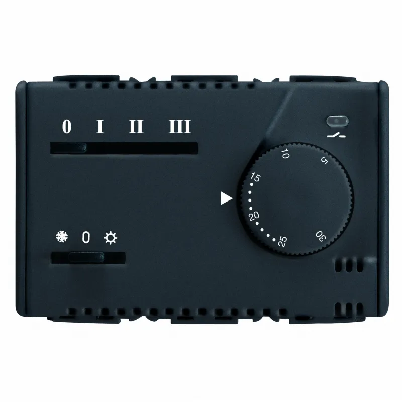Termostat, Electronic, Vara/Iarna, Pentru, Ventiloconvector, 3, Viteze, 230V, 50/60Hz, 3, Module, Sistem, Negru, Gewiss, System, GW21853