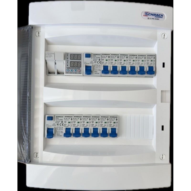 Tablou electric echipat cu 12 circuite, protectie diferentiala, protectie supratensiune, protectie suprasarcina